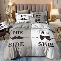 her side gray bedding set duvet cover with pillowcases twin full queen king size bedclothes 3pcs home textiles