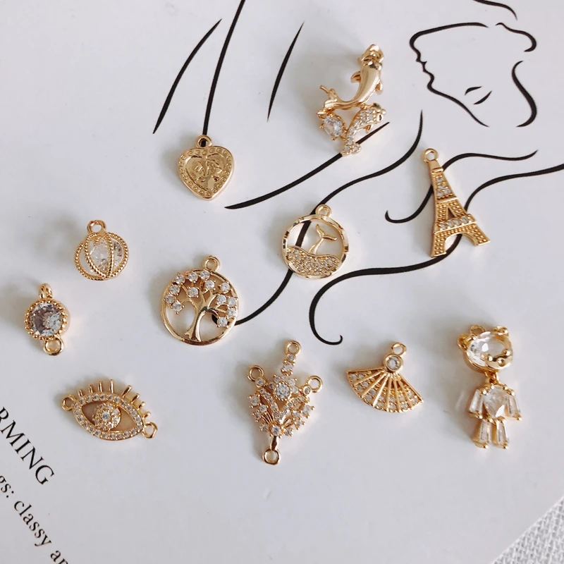 

DIY jewelry accessories exquisite all-match alloy inlaid zircon pendant jewelry accessories materials