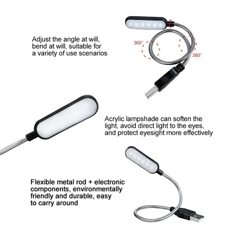 USB lights Novelty Eye Protection Flexible Notebook Computer Student Reading Lamp Book Portable LED lamp Night Light | Лампы и