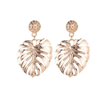 1 пара/ Винтажные Ювелирные изделия изысканный золотой цвет лист сережки современные красивые перья Висячие серьги для женщин