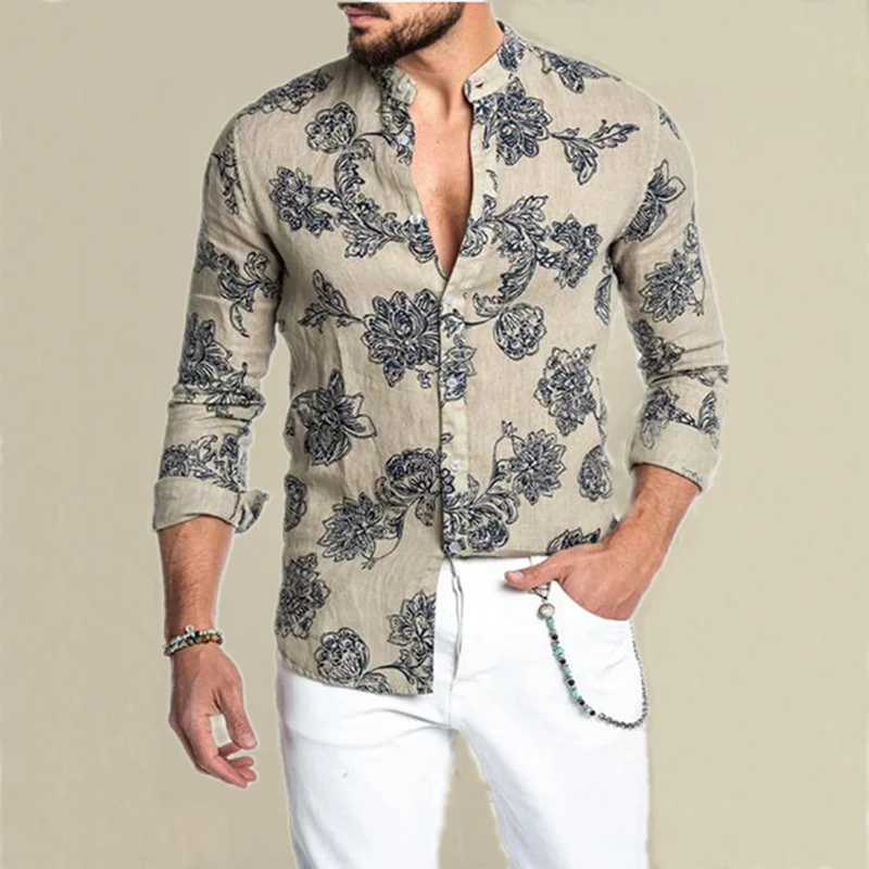 Luxury Men's Shirts Casual Slim Fit Long Sleeve Men Paisley Print Shirt Camisa Social Masculina  Prom Party Fashion Shirts