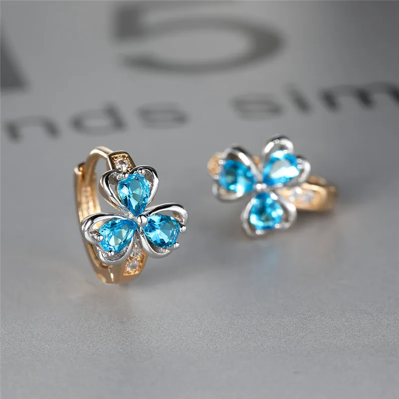 Висячие свадебные серьги с кристаллами и цветами модные женские голубым