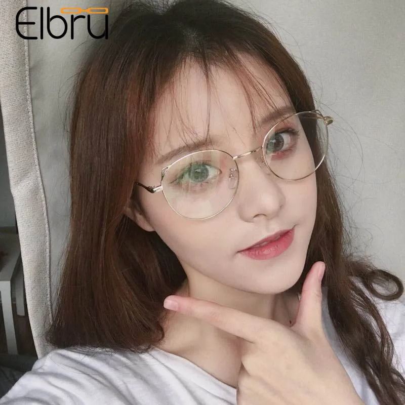 

Elbru Retro Cat Ear Reading Glasses Anti Blue Ray Glasses Frame Metal Clear Lens Presbyopia Eyeglasses Women&Men Diopters 0 +4.0