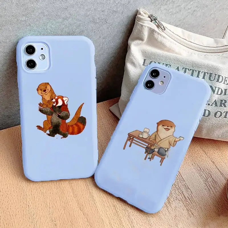 

cute cartoon otter Phone Case for iPhone 11 Pro Max XR XS X Soft Candy Cover for iPhone 6 6S 7 8 Plus Cases