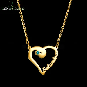 Nextvance настроить имя ожерелье Сердце Стразы Подвеска из нержавеющей стали персонализированные форме плетённого Кольца Толстовка с принтом 