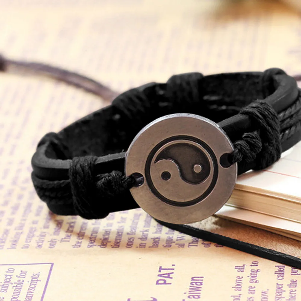 

Trendy Wristband Unisex Retro Style Tai Chi Ying Yang Alloy Shape Braid String Charm Bracelet Chain Jewelry Gift Dropshipping