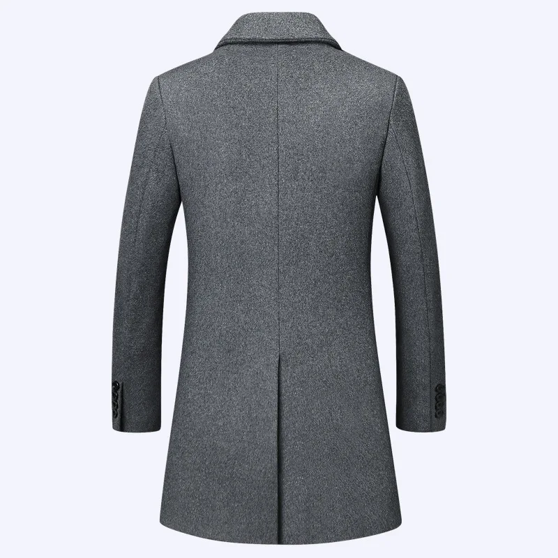 FOJAGANTO Winter Men Long Wool Blend Coat Brand Solid Color Warm Thick Coats Business Casual Overcoat Male | Мужская одежда