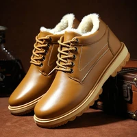 winter leather mens boots thick leather warm ankle boots work 2021 new mens shoes waterproof snow boots extra large