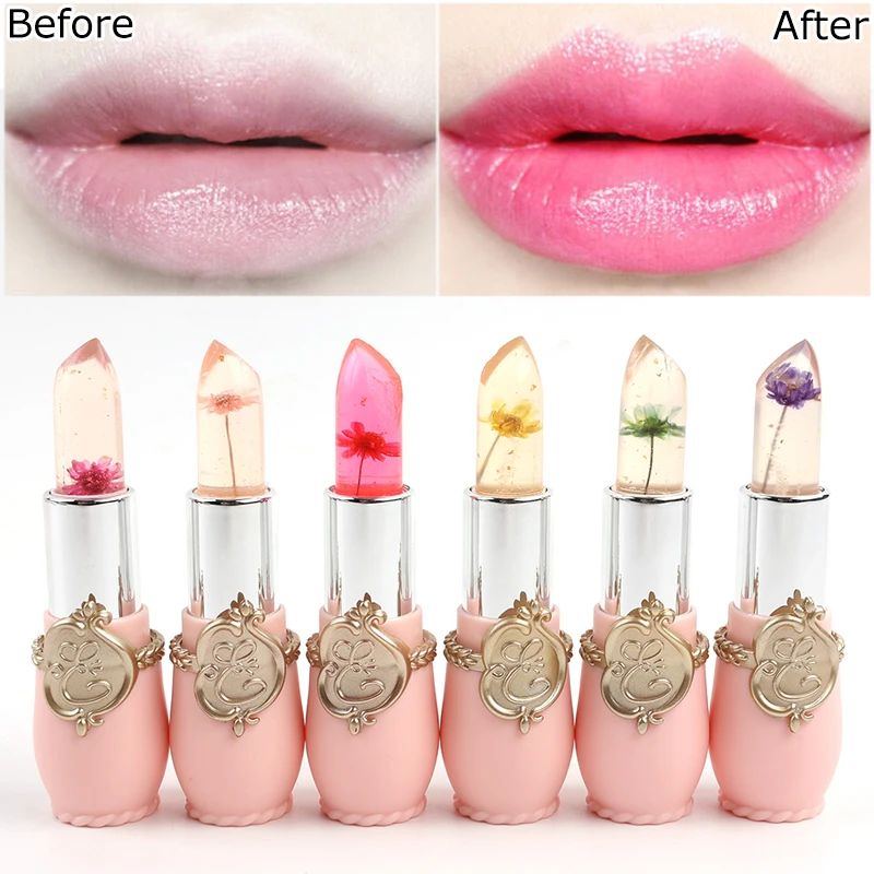 

1PC Transparent Jelly Flower Lipsticks Waterproof Color Changing Lip Stick Long Lasting Moisturizing Lipsticks Makeup Cosmetic