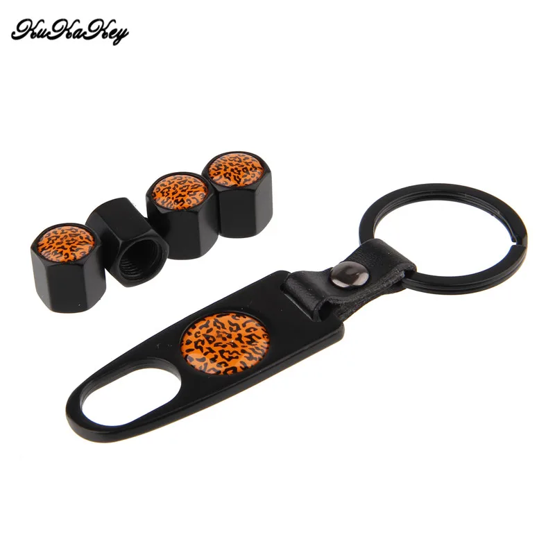 4pcs Leopard Print Car Tire Valve Caps with Keychain Motorcycle Bicycle Wheel Air Cap for Porsche Cayenne 911 996 | Автомобили и