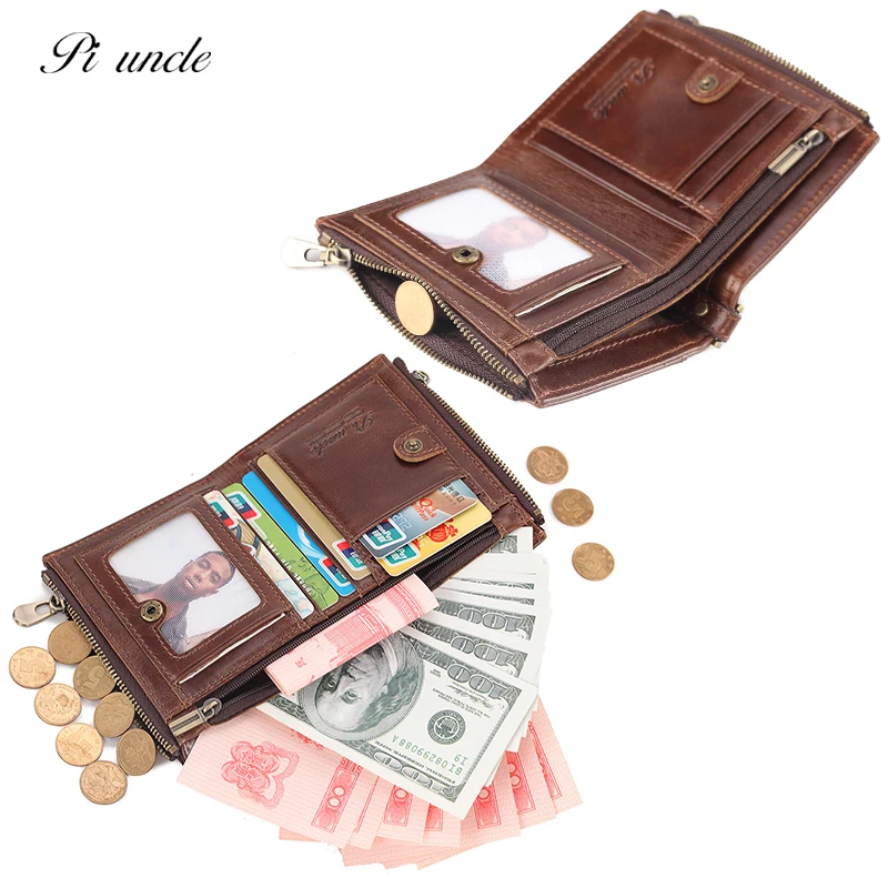 Most Popular Brand Men's Thin Wallet With Coins Holder Purse Small Soft Natural Cowhide Money Cards High Quality | Багаж и сумки