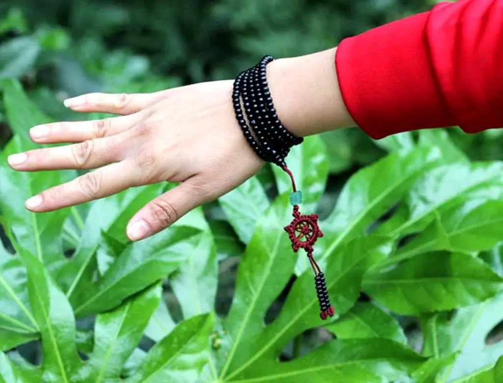 Tibetan Buddhism 216 Black Wood Prayer Beads Wheel Mala Necklace | Украшения и аксессуары