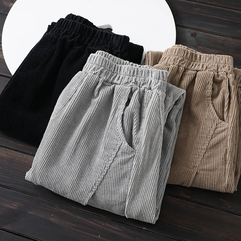 Осенние женские брюки из хлопка Вельветовые Свободные повседневные YoYiKamomo |