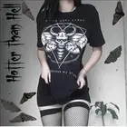 Goth Dark, черная Готическая футболка с надписью сатана, дьявола, гранж, Ретро стиль, панк, лето, Harajuku, Женская забавная Повседневная футболка с круглым вырезом и большим рукавом