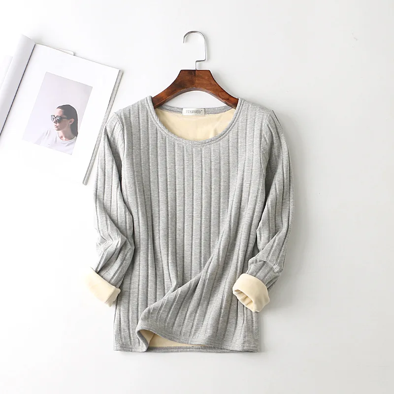 Женская Толстая зимняя футболка с длинным рукавом и бархатной