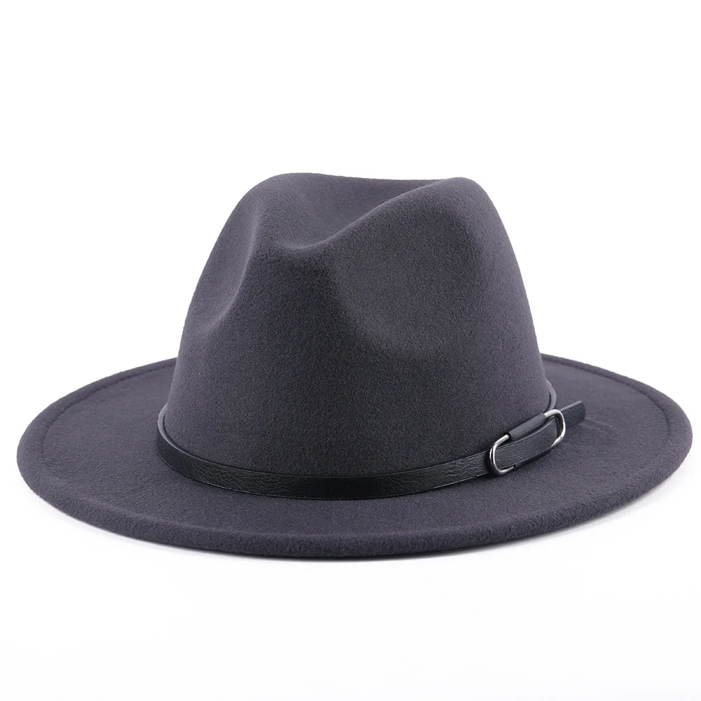 

ZLD Fedoras hat men ladies Wide Brim Elegant Imitation Wool felted cap belt decoration Vintage cowboy caps Winter women hats