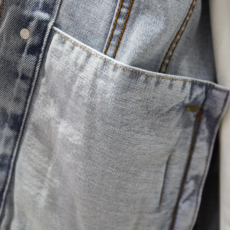 

2021 Spring Autumn New High Quality Men's Clothing Solid Stand Collar Single Breasted Slim Vintage Long-Sleeved Denim Jacket