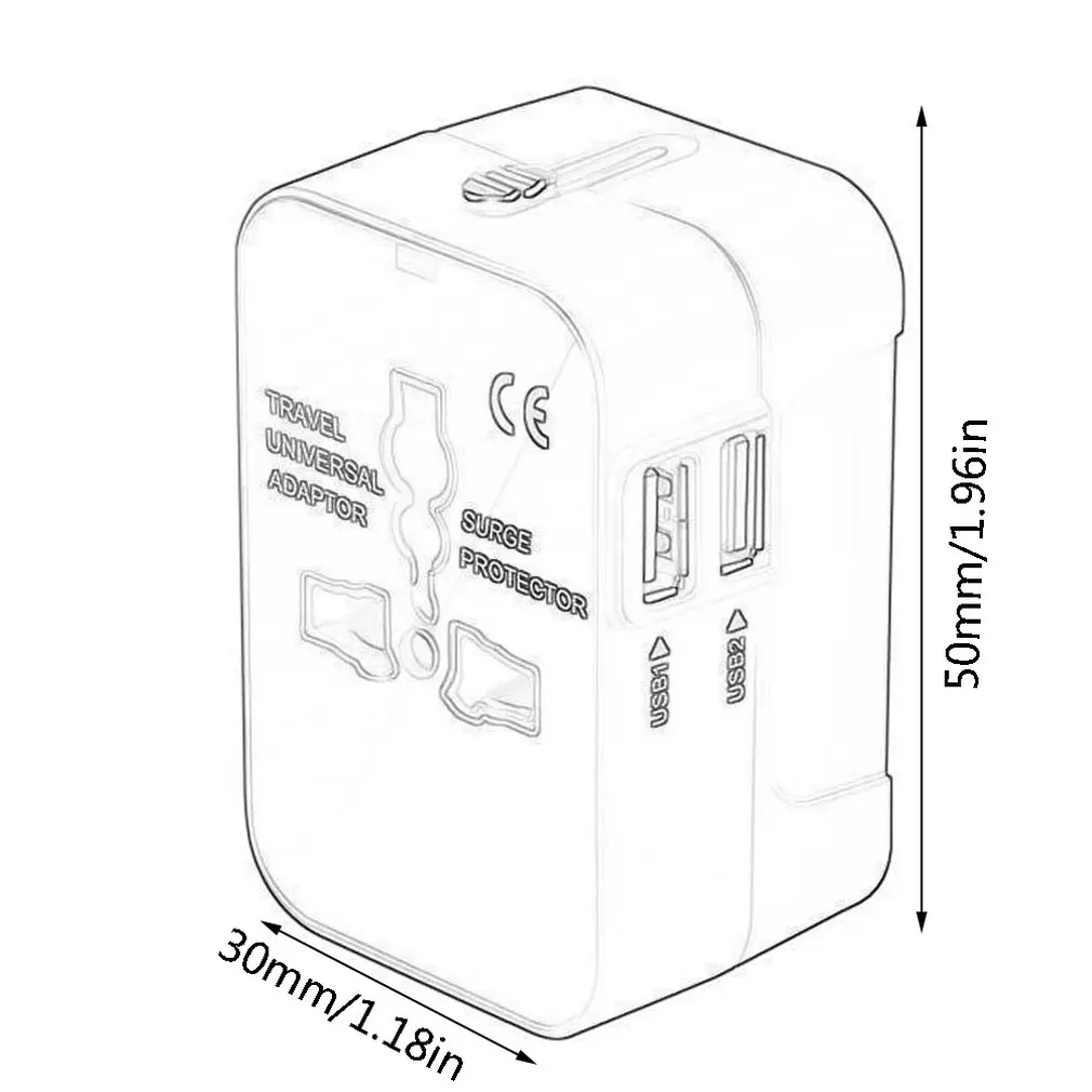 WTA-502U 2USB Multifunctional Travel Switch Plug Conversion European Standard Converter | Электроника