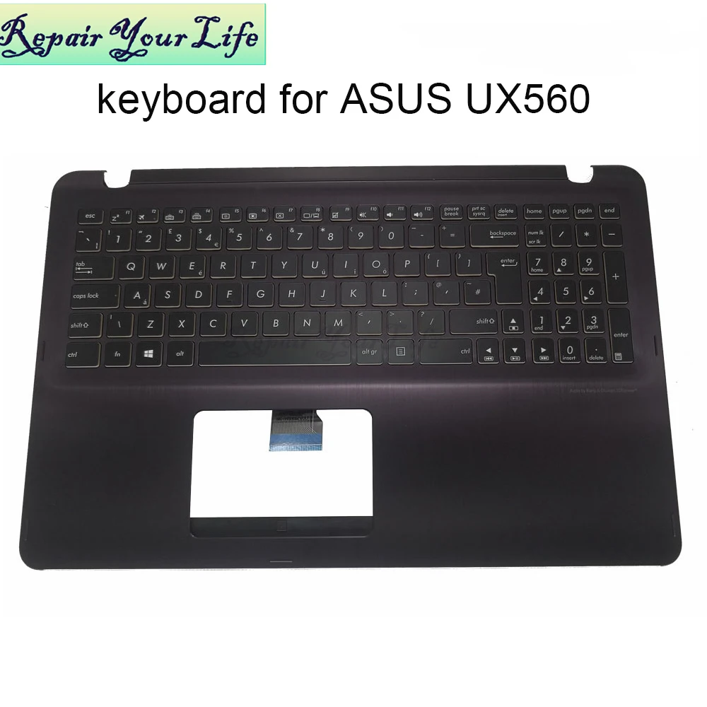 

UK Backlit keyboard for ASUS Zenbook UX560 UX UX560U UX560UQ UA Q534 UX GB British keyboards topcase palmrest 90NB0C21-R31UK0