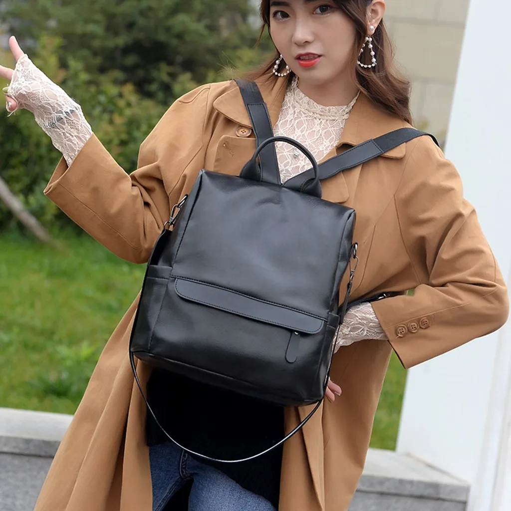 

Backpack Women Ladies Fashion Solid Waterproof School Handbag Backpack