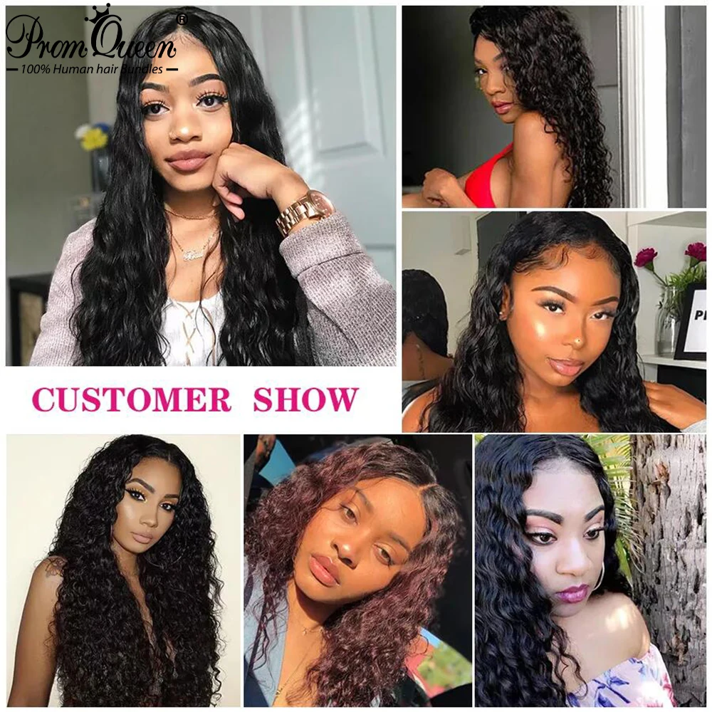 24 26 28 30 Inch Promqueen Water Wave 100% Human Hair Bundles Brazilian Natural Weave 9A Virgin Remy Bundle | Шиньоны и парики