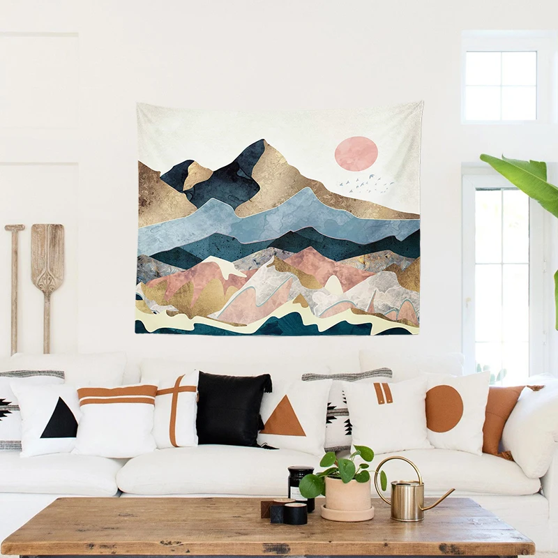 Настенный Ковер с изображением гор и солнца украшения для гостиной в стиле бохо