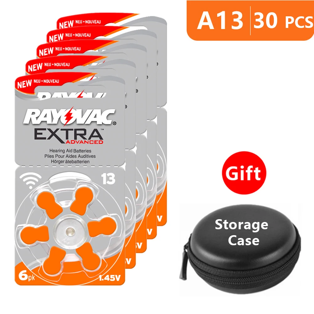 Аккумуляторы для слухового аппарата размер 13 za Rayovac Extra advanized упаковка из 30 Orange Tab