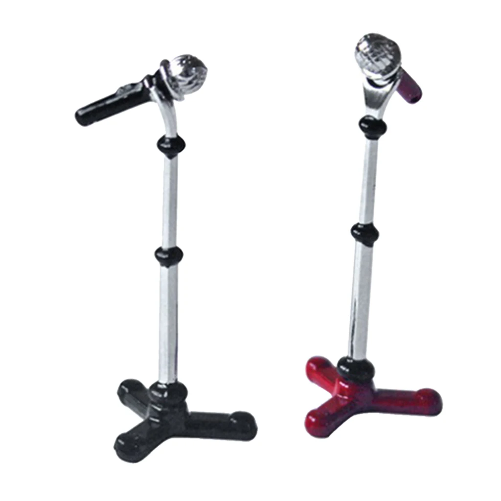 

2pcs 1:12 Dollhouse Musical Instrument Microphone Model Decor Mini