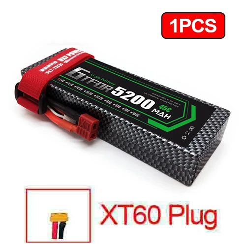 2 шт 7,4 V 5200 45c 7000mAh 60C GTFDR LiPo аккумулятор 2S HardCase для 1/8 1/10 RC модель автомобиля TRX Slash Emaxx - Цвет: 1PCS5200mahXT60