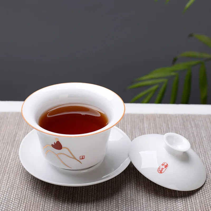 Высокое качество белый костяного фарфора Gaiwan чайный набор, путешествия керамический чайный набор, белый чайный набор кунг-фу, китайский фарфор гайвань чашка