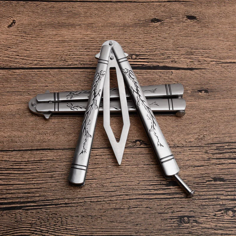 Butterfly-3cr13mov blade knife C-056 training swing knifes steel handle CS GO butterfly in knifes training sanding knives