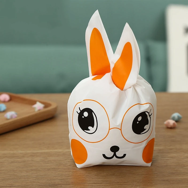 100pcs 13.5x22x6cm stereoscopic rabbit ear plastic packaging bag Cookie Gift Bags For Candy Biscuits Snack Baking Package | Дом и сад