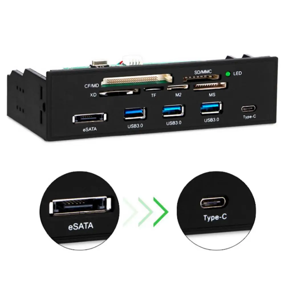 Многопортовый ПК Передняя панель внутренняя USB3.0/3 1 eSATA Поддержка порта Type-C
