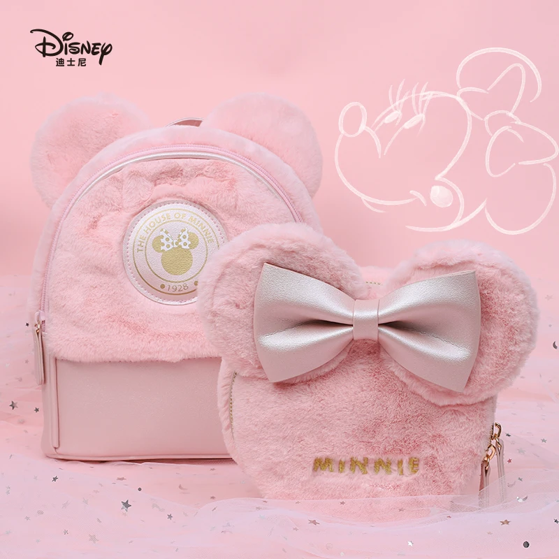 

Disney Multifunctional Mummy Bag Plush Bag Minnie Pink Girl Messenger Bag Trend Shoulder Bag Baby Diaper Bag Maternity Bag
