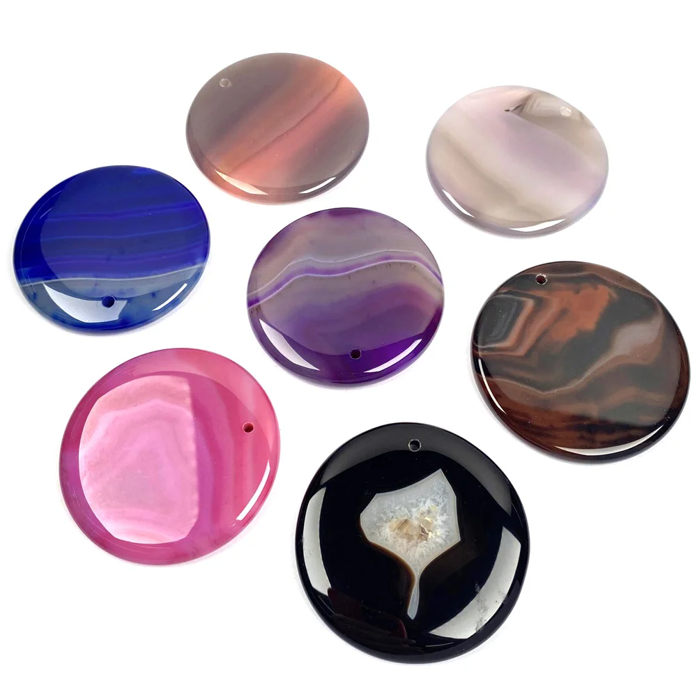 

Wholesale Natural Stone Agates Pendant Disc Shape Onyx Charms Pendant for Jewelry Making DIY Necklace Accessories Size 50x50mm