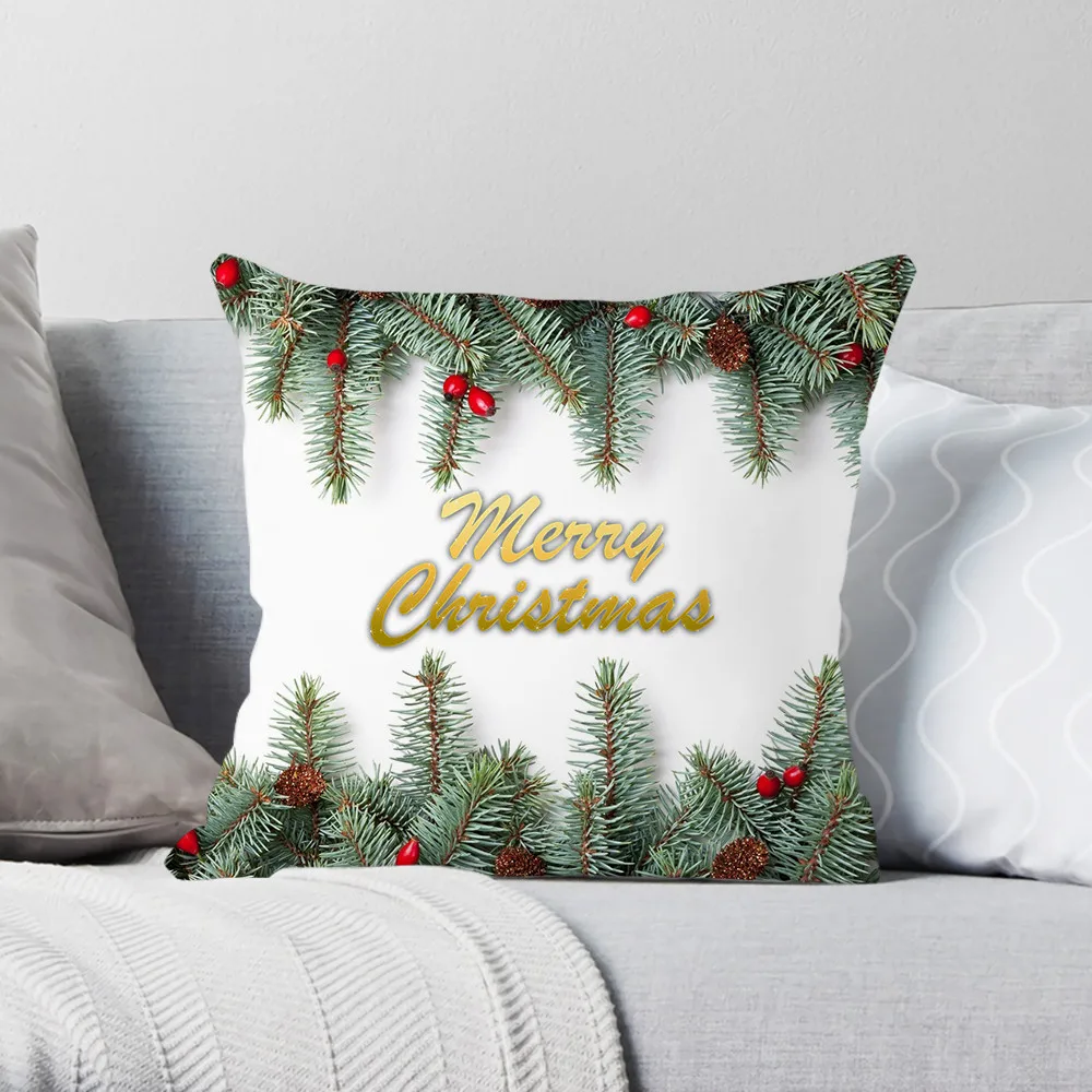 

CLOOCL Merry Christmas Party Pillow Case Pine Leaf Berries Cushion Cover 3D Printed Home Decor Boy Girl Sofa Car Pillowcase