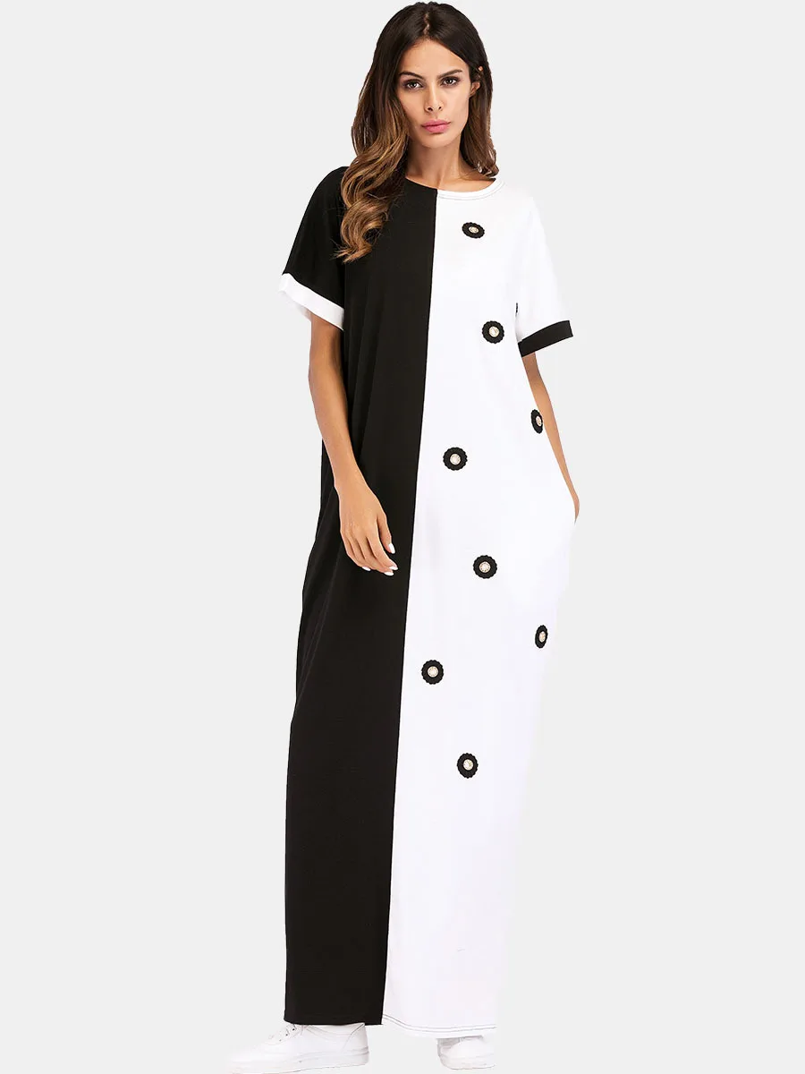 2018 в горошек Абая кафтан Дубай Арабский мусульманский хиджаб платье для женщин