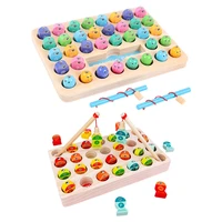 wooden magnetic fishing game magnetic fishing rod alphabet number fish fishing skill education toys for toddler 2 3 4 years old