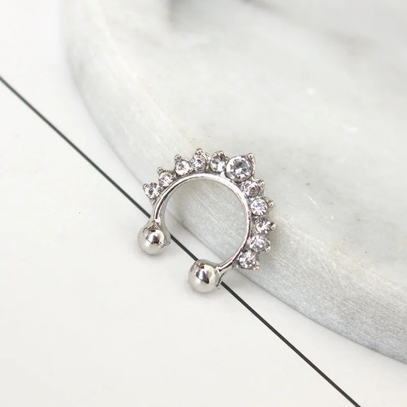 1 шт. модные стразы из сплава Поддельные кольца для носа Перегородка кольцо