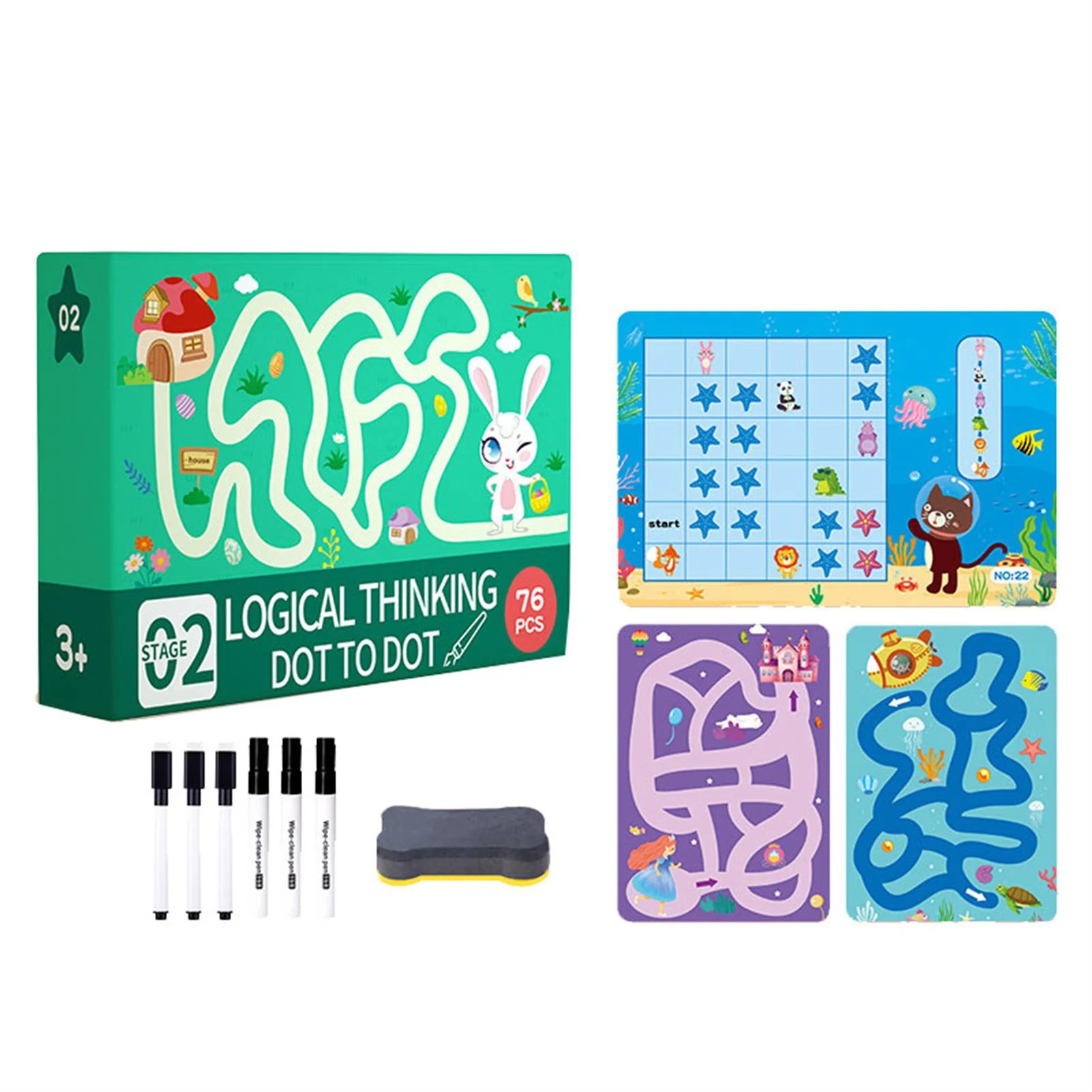 

Newly Magical Tracing Workbook for Kids Preschool Educational Toys with Erasable Pen Logical Thinking Training