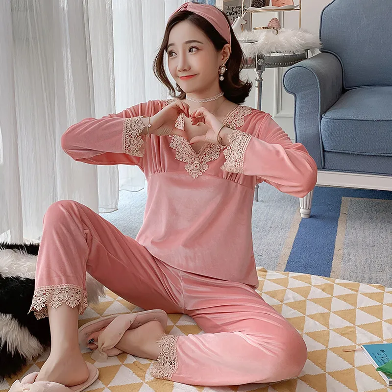 Женские пижамы из золотого бархата для девочек коллекция 2019 года сезон