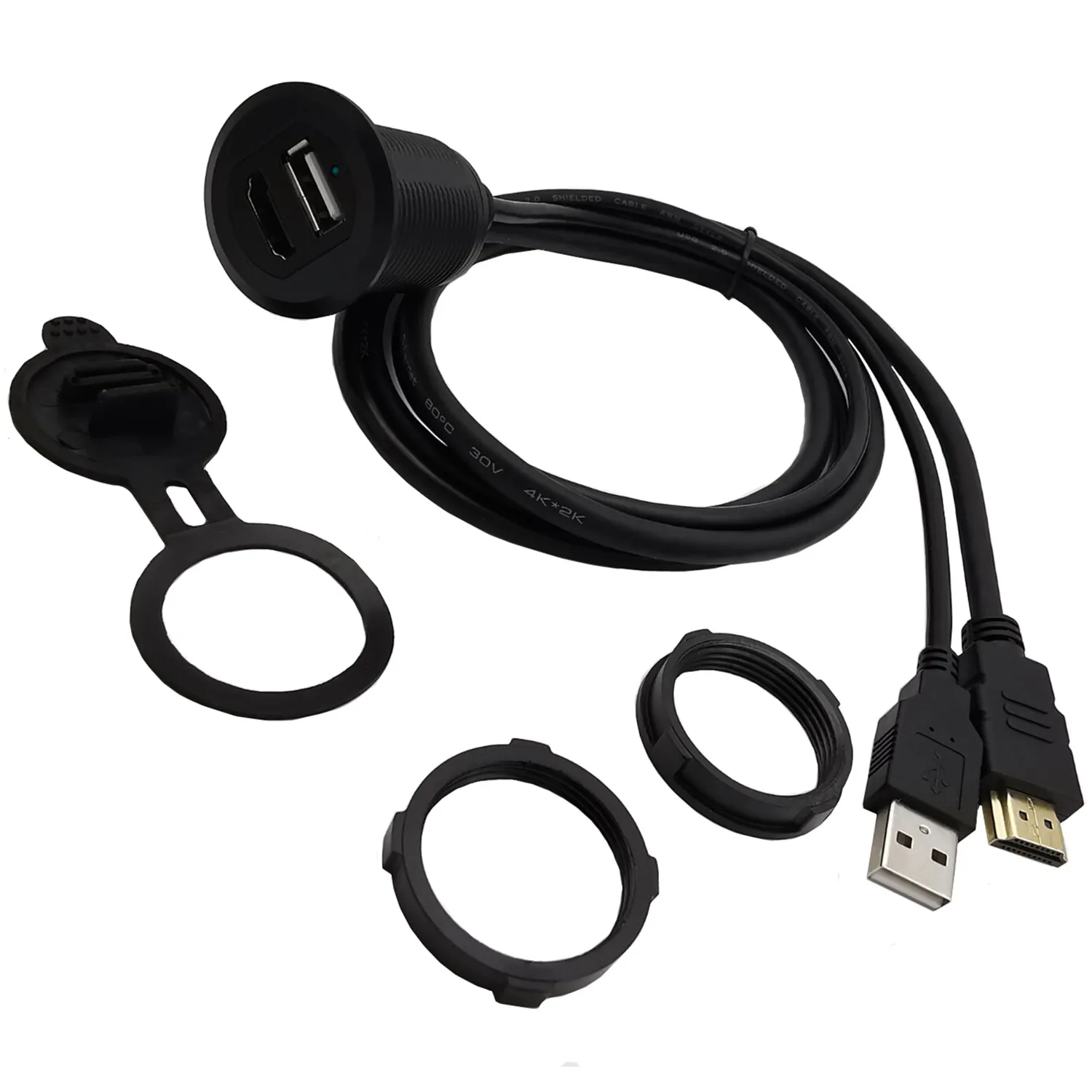 Удлинитель HDMI USB2.0 для приборной панели водонепроницаемый автомобильный