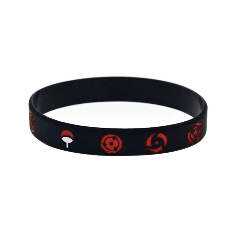 

2021 New Fashion Anime Black/White Sport Wristband Male Rubber Silicone Bracelet Cartoon Figure Cosplay Hand Circle Jewelry