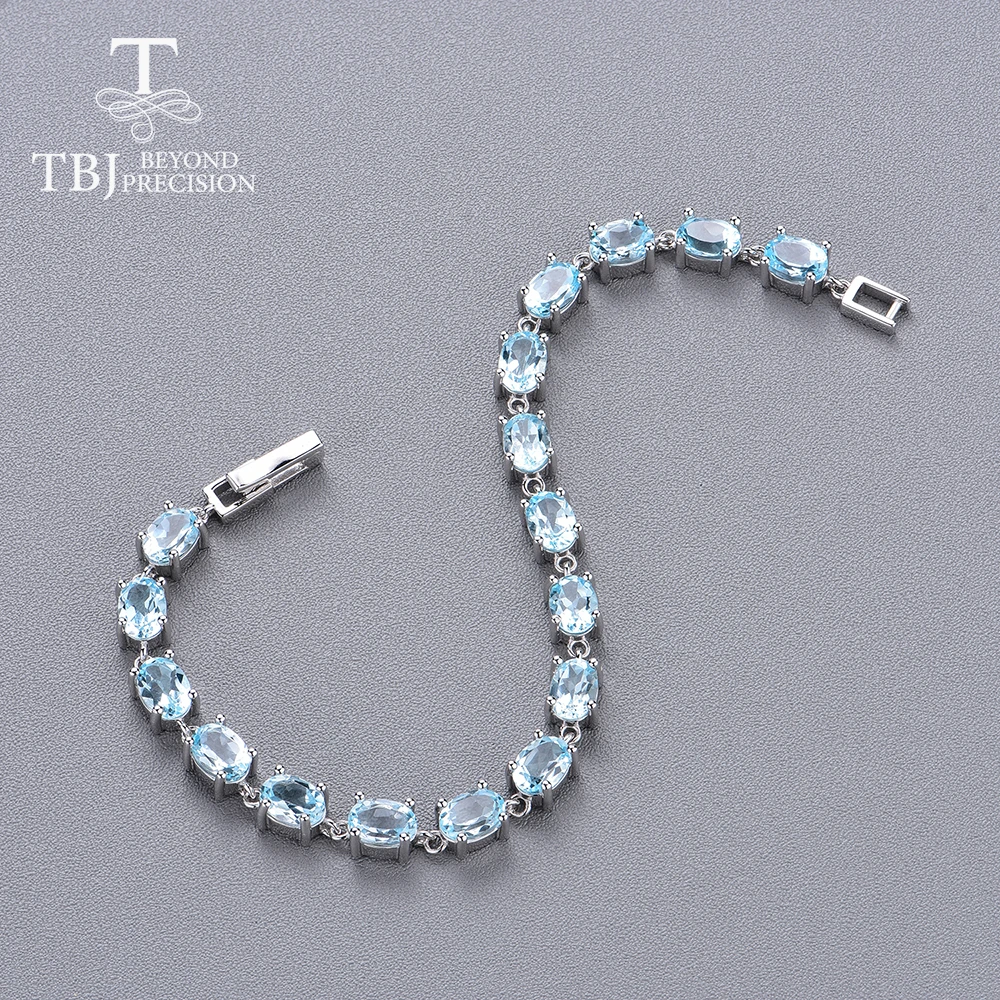 Женский браслет с натуральным голубым топазом TBJ Ювелирное Украшение