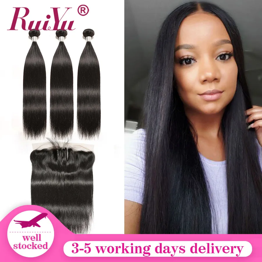 Фронтальная сетка с пряди перуанские прямые пучки волос фронтальной