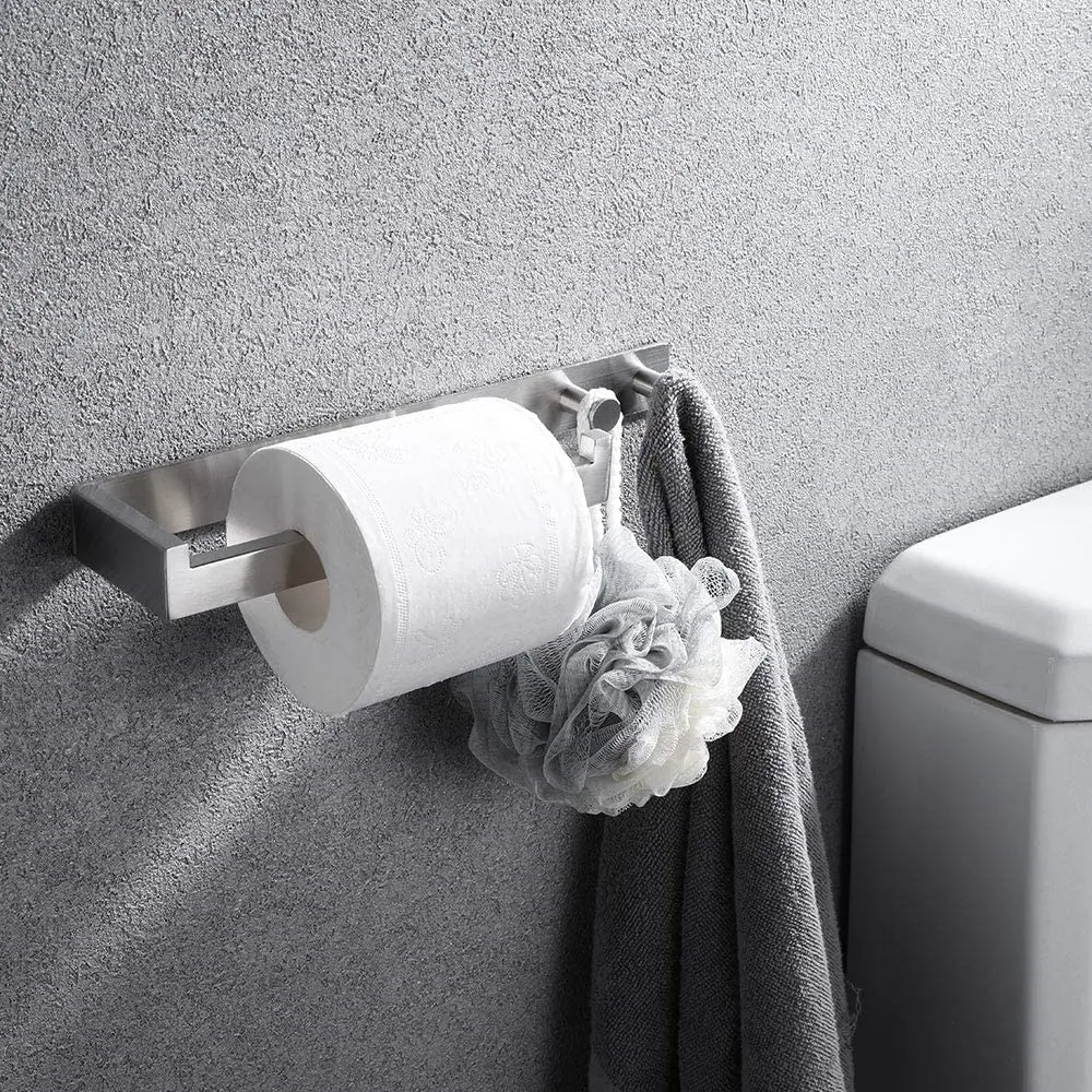 

Bathroom Stainless Steel Towel Rack Holder Self-Adhesive Wall Mounted Washcloth Shelf Organizer Home Supplies