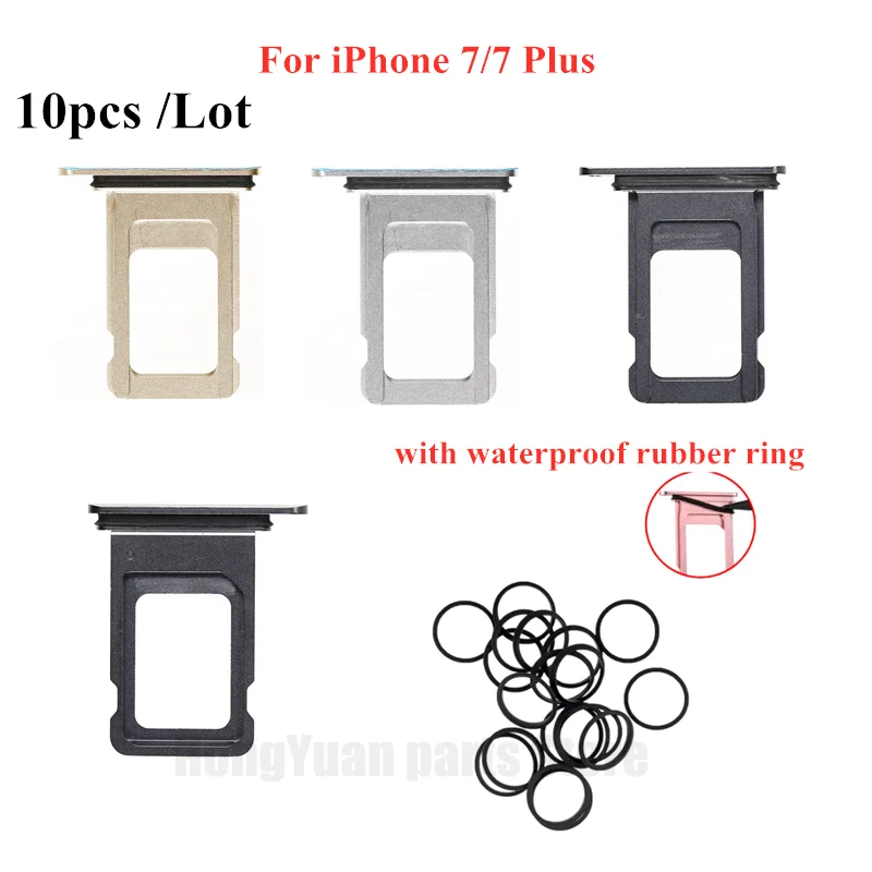 Замена держателя слота для 10 металлических микро-SIM-карт для iPhone 7 Plus с водонепроницаемым резиновым кольцом.