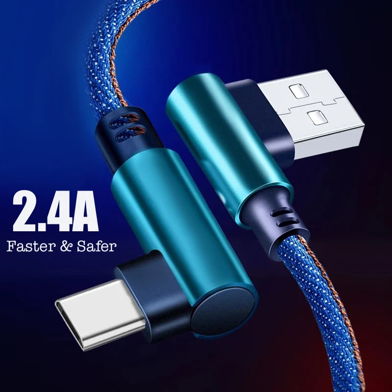Джинсовый USB кабель локоть штекер зарядное устройство 2.4A микро usb для зарядки Тип