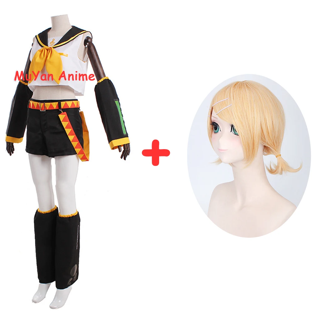 Костюм для косплея из аниме Вокалоид Мику костюм сестры Рин брата Len униформа