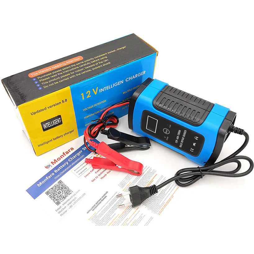 12 V 6A ЖК-дисплей смарт-адаптер для быстрого автомобильного Батарея Зарядное устройство для авто свинцово-кислотная аккумуляторная коллоидная батарея интеллигентая(ый) зарядки 12 вольт 6 A AMP